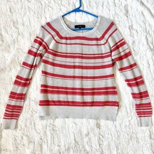 Sanctuary Red and cream striped crochet Crew Neck Sweater